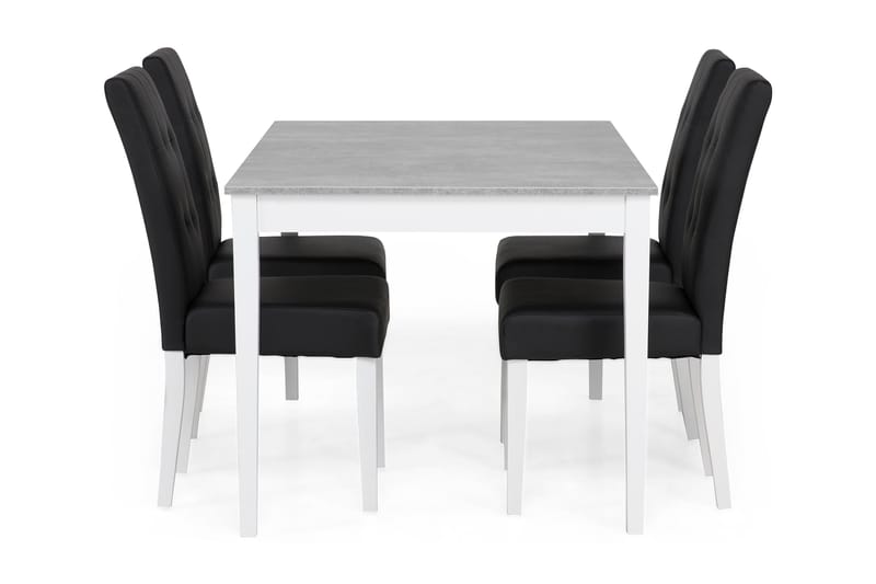 Romeo Spisegruppe 140 cm med 4 Viktor Stoler - Betong/Hvit/Svart - Møbler - Bord - Spisegrupper