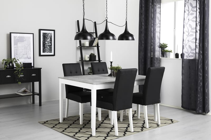 Romeo Spisegruppe 140 cm med 4 Viktor Stoler - Betong/Hvit/Svart - Møbler - Bord - Spisegrupper