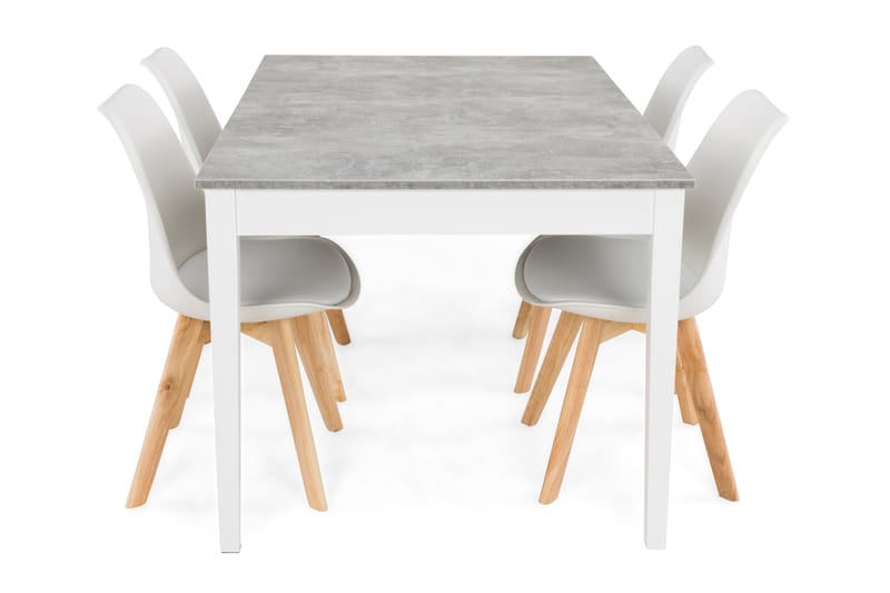 Romeo Spisegruppe Med 4 Stil Stoler - Betong/Hvit - Møbler - Bord - Spisegrupper