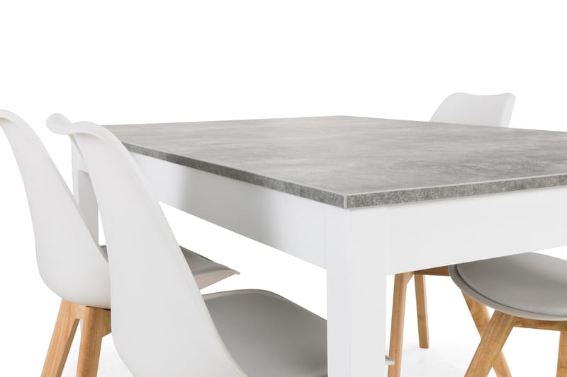 Romeo Spisegruppe Med 4 Stil Stoler - Betong/Hvit - Møbler - Bord - Spisegrupper