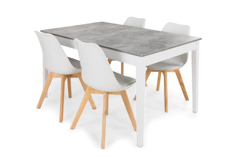 Romeo Spisegruppe Med 4 Stil Stoler - Betong/Hvit - Møbler - Bord - Spisegrupper