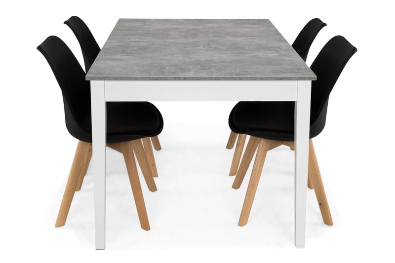 Romeo Spisegruppe Med 4 Stil Stoler - Betong/Hvit/Svart - Møbler - Bord - Spisegrupper