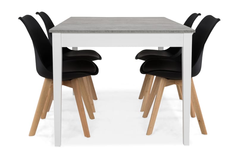 Romeo Spisegruppe Med 4 Stil Stoler - Betong/Hvit/Svart - Møbler - Bord - Spisegrupper