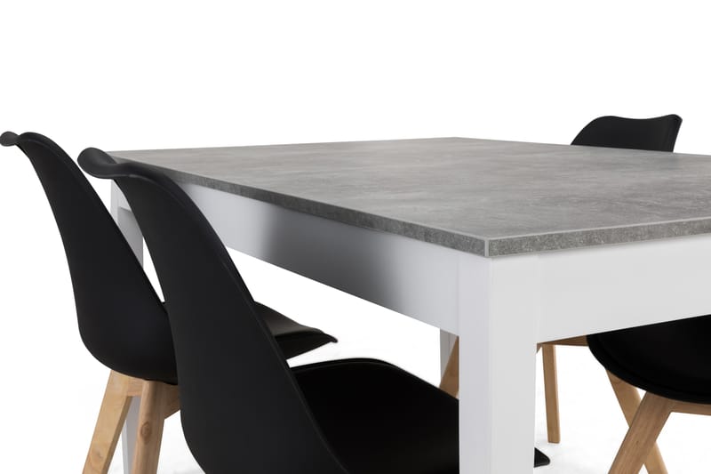 Romeo Spisegruppe Med 4 Stil Stoler - Betong/Hvit/Svart - Møbler - Bord - Spisegrupper