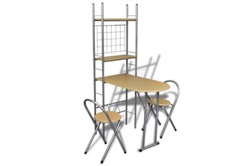 Sammenleggbar frokostbar med 2 stoler - Stål/Beige - Møbler - Bord - Spisegrupper