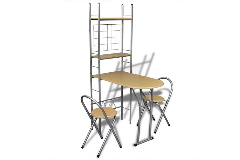Sammenleggbar frokostbar med 2 stoler - Stål/Beige - Møbler - Bord - Spisegrupper