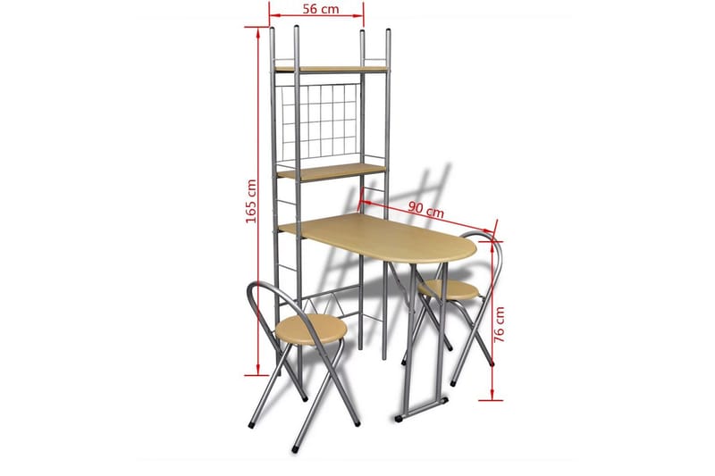 Sammenleggbar frokostbar med 2 stoler - Stål/Beige - Møbler - Bord - Spisegrupper
