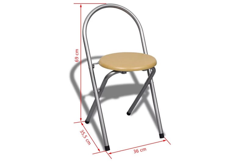 Sammenleggbar frokostbar med 2 stoler - Stål/Beige - Møbler - Bord - Spisegrupper