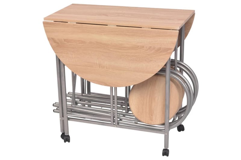 Sammenleggbart spisesett MDF - Beige/Sølv - Møbler - Bord - Spisegrupper