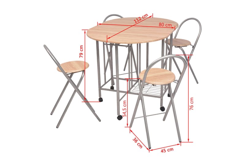 Sammenleggbart spisesett MDF - Beige/Sølv - Møbler - Bord - Spisegrupper