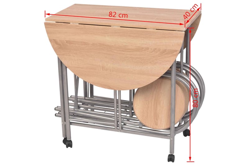 Sammenleggbart spisesett MDF - Beige/Sølv - Møbler - Bord - Spisegrupper