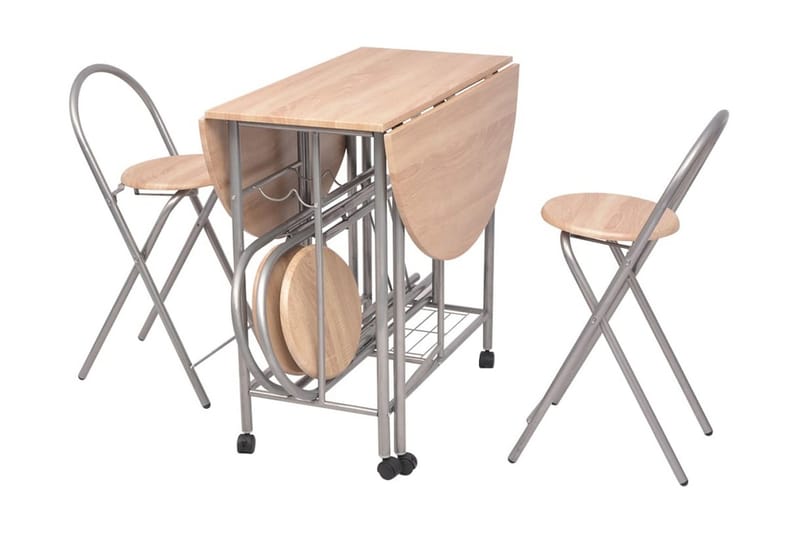 Sammenleggbart spisesett MDF - Beige/Sølv - Møbler - Bord - Spisegrupper