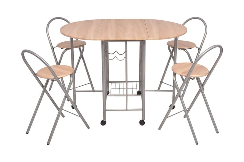 Sammenleggbart spisesett MDF - Beige/Sølv - Møbler - Bord - Spisegrupper