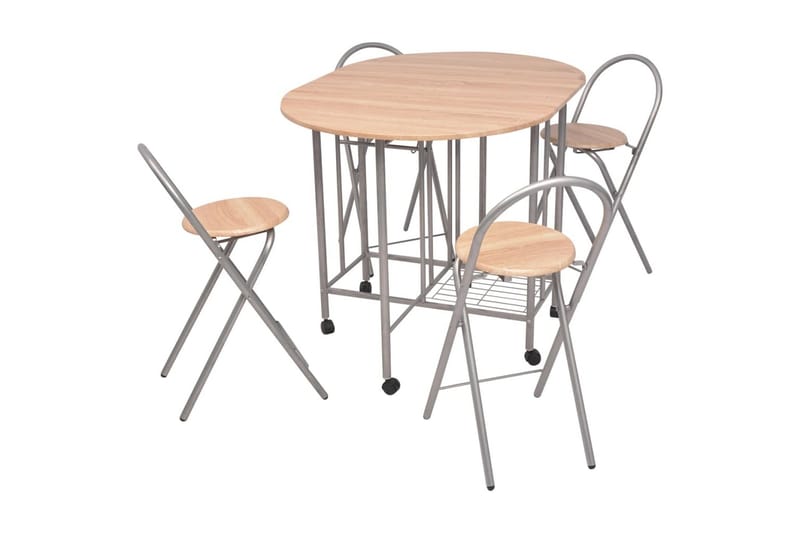 Sammenleggbart spisesett MDF - Beige/Sølv - Møbler - Bord - Spisegrupper