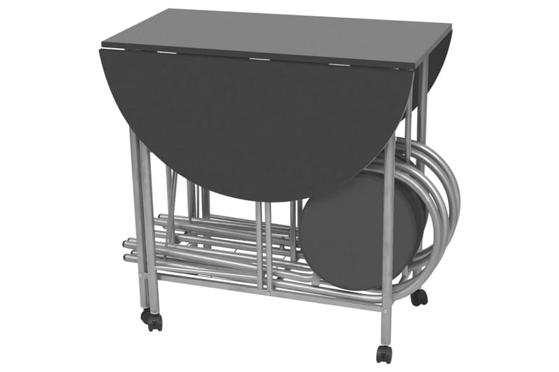 Sammenleggbart spisesett MDF svart - Svart/Sølv - Møbler - Bord - Spisegrupper