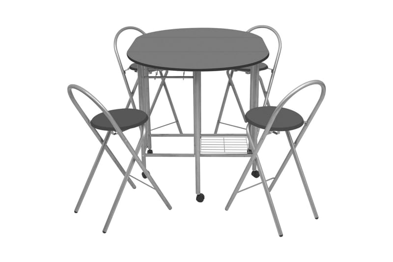 Sammenleggbart spisesett MDF svart - Svart/Sølv - Møbler - Bord - Spisegrupper