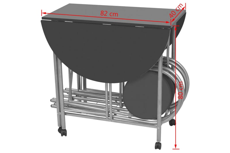 Sammenleggbart spisesett MDF svart - Svart/Sølv - Spisegrupper