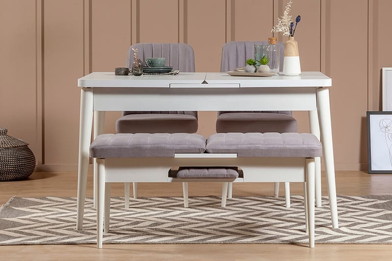 Shundrea Spisegruppe 4 deler 75 cm - Hvit - Møbler - Bord - Spisegrupper