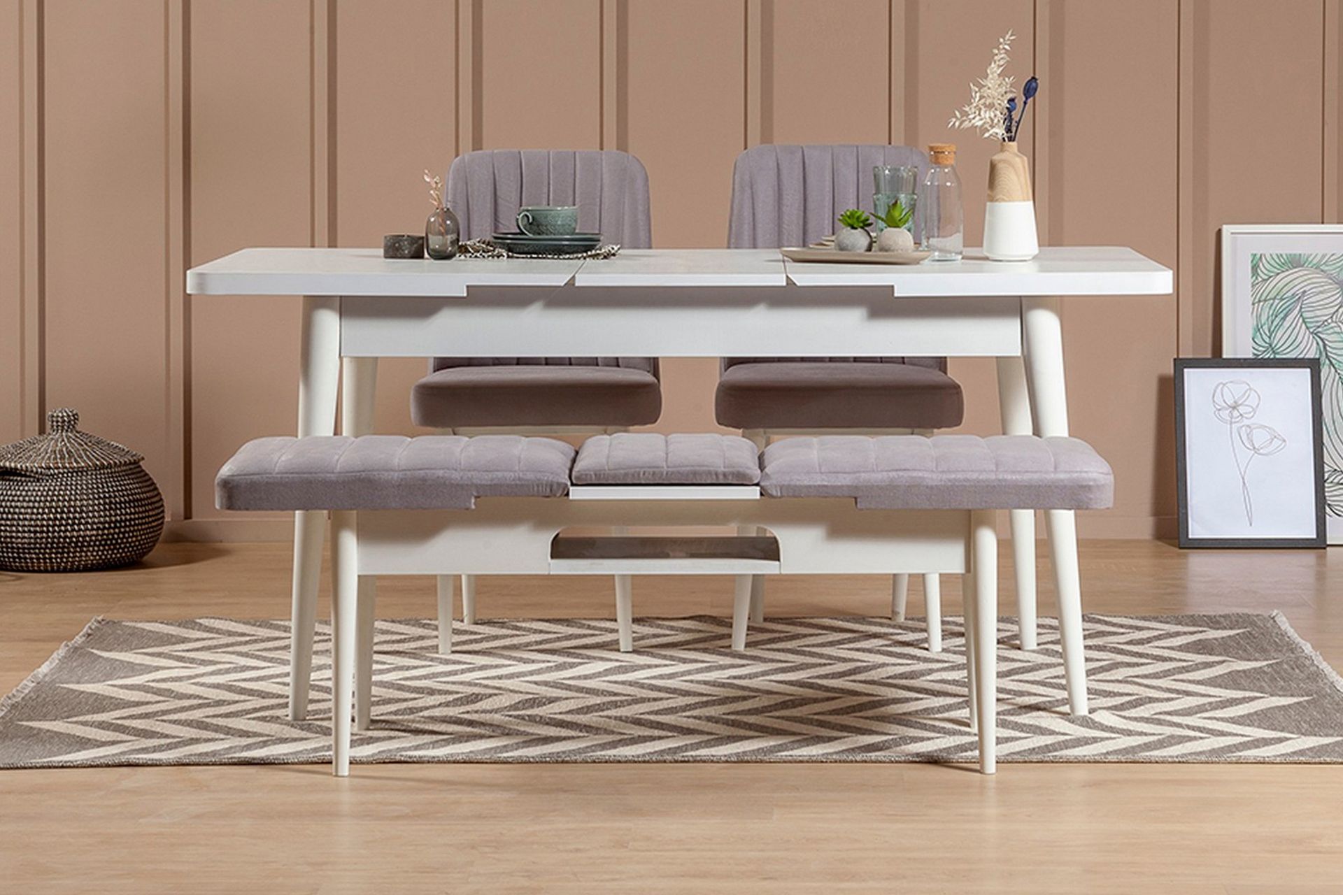 Shundrea Spisegruppe 4 deler 75 cm - Hvit - Møbler - Bord - Spisegrupper