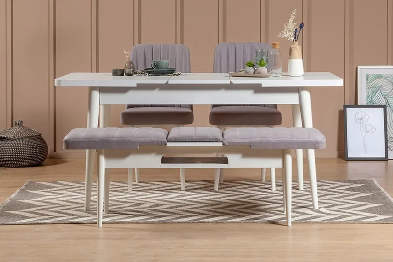 Shundrea Spisegruppe 4 deler 75 cm - Hvit - Møbler - Bord - Spisegrupper