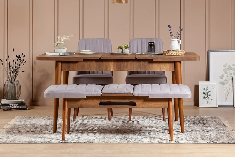 Shundrea Spisegruppe 4 deler 75 cm - Valnøtt - Møbler - Bord - Spisegrupper