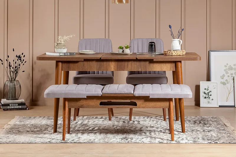 Shundrea Spisegruppe 4 deler 75 cm - Valnøtt - Møbler - Bord - Spisegrupper