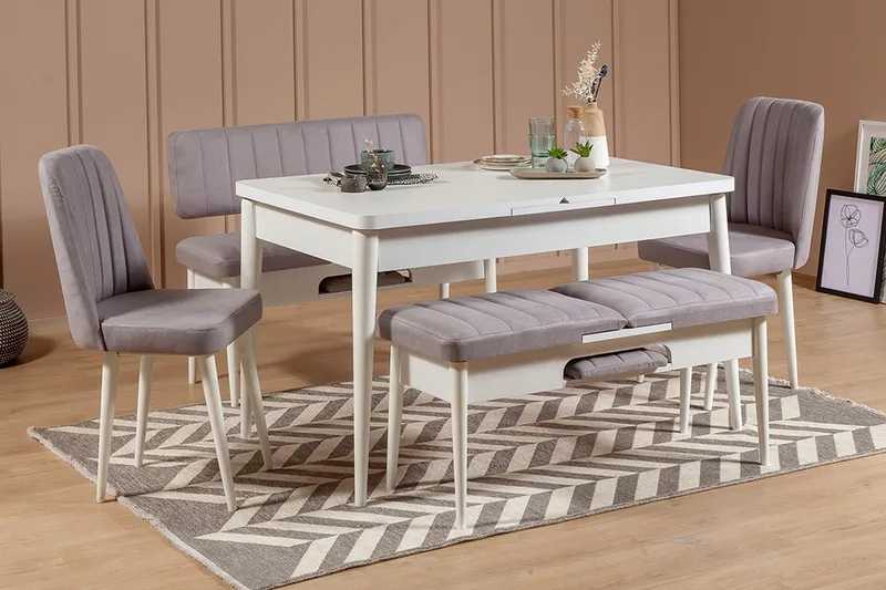 Shundrea Spisegruppe 5 deler 75 cm, Hvit