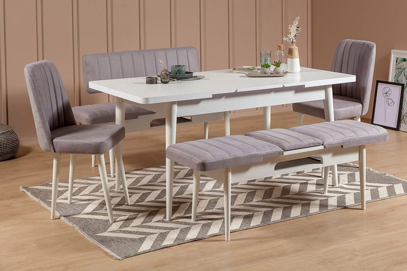 Shundrea Spisegruppe 5 deler 75 cm - Hvit - Møbler - Bord - Spisegrupper
