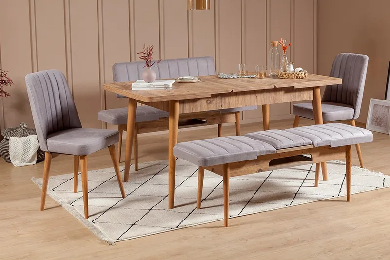 Shundrea Spisegruppe 5 deler 75 cm - Tre / Natur - Møbler - Bord - Spisegrupper