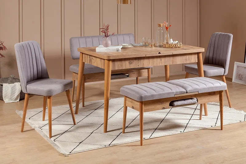 Shundrea Spisegruppe 5 deler 75 cm, Tre / Natur