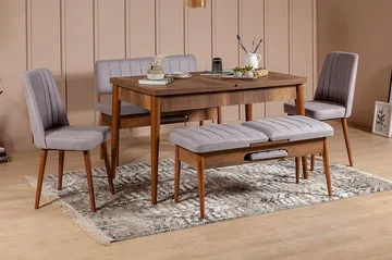 Shundrea Spisegruppe 5 deler 75 cm - Valnøtt - Møbler - Bord - Spisegrupper