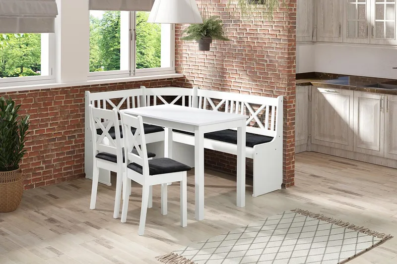 Sialana Kjøkkenmøbelsett - Hvit/Svart - Møbler - Bord - Spisegrupper