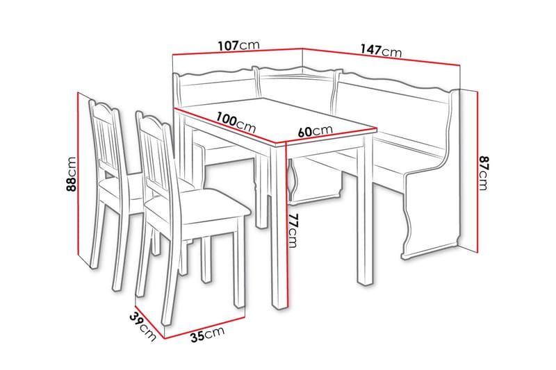 Sialana Kjøkkenmøbelsett - Or - Møbler - Bord - Spisegrupper