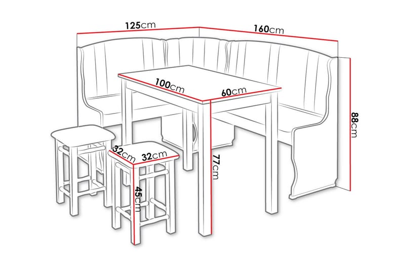 Sialana Kjøkkenmøbelsett - Or - Møbler - Bord - Spisegrupper