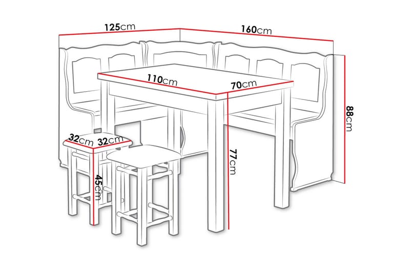 Sialana Kjøkkenmøbelsett - Or - Møbler - Bord - Spisegrupper