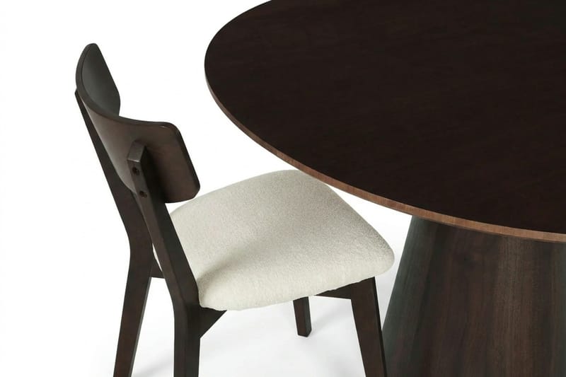 Siena spisegruppe 110 cm rund i røkt eik med 4 Amelia spisestoler med pute - Røkt eik/Beige - Møbler - Bord - Spisegrupper