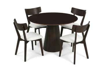 Siena spisegruppe 110 cm rund i røkt eik med 4 Amelia spisestoler med pute - Røkt eik/Beige - Møbler - Bord - Spisegrupper