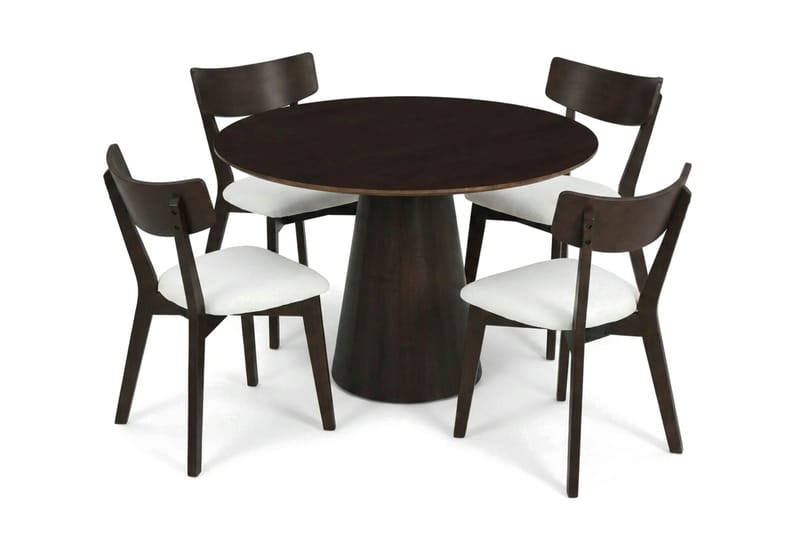 Siena spisegruppe 110 cm rund i røkt eik med 4 Amelia spisestoler med pute - Røkt eik/Beige - Møbler - Bord - Spisegrupper