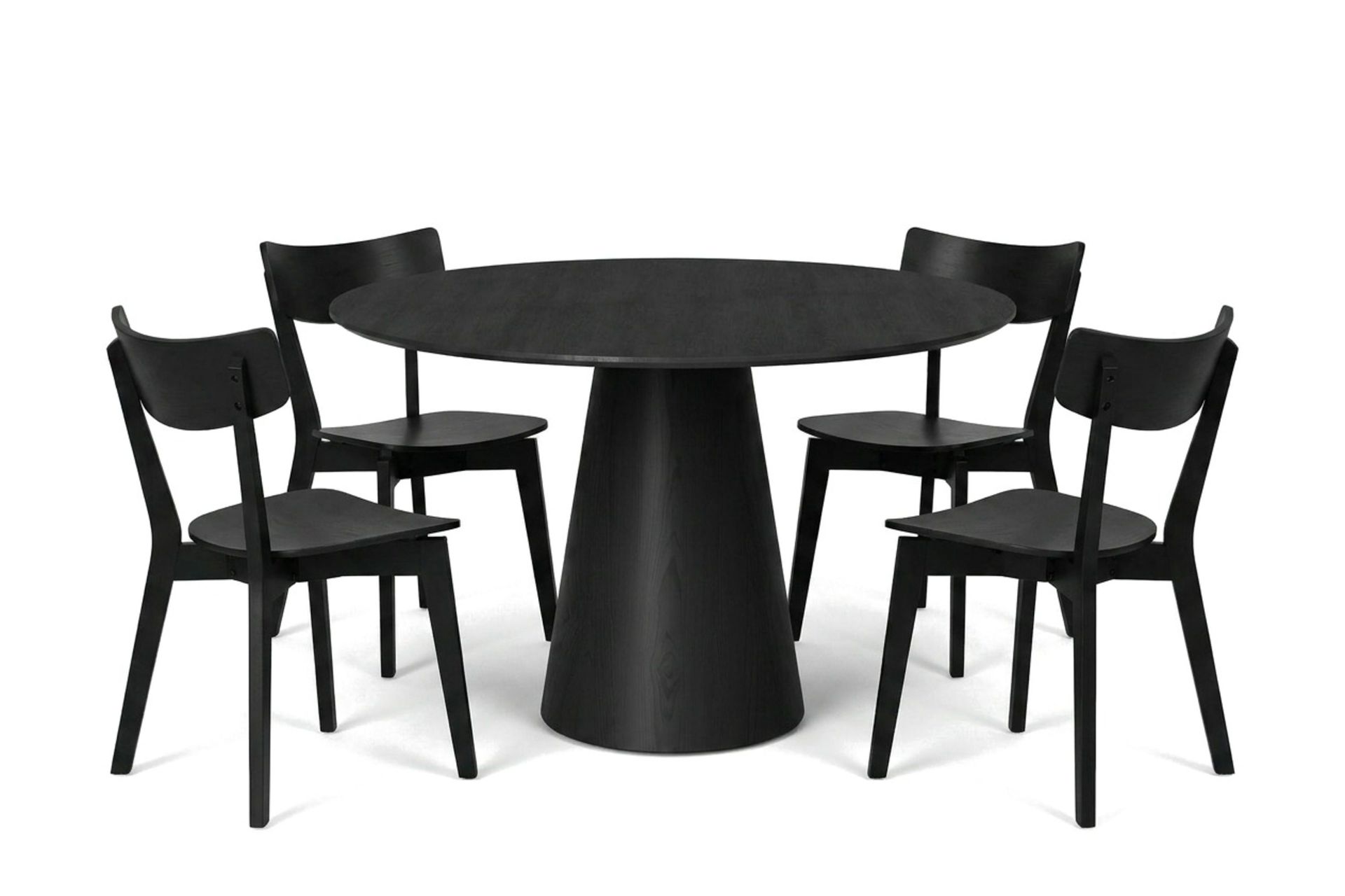 Siena Spisegruppe 110 cm rund i svart med 4 Amelia spisestoler - Svart