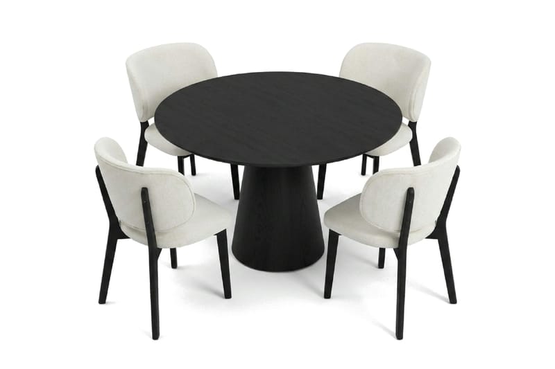 Siena spisegruppe 110 cm rund i svart med 4 Eira spisestoler - Svart - Møbler - Bord - Spisegrupper