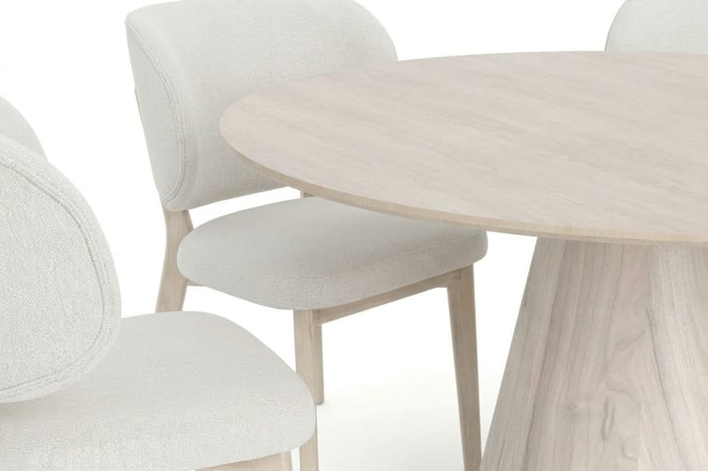 Siena Spisegruppe 130 cm rund hvitlasert med 6 Eira spisestoler - Hvitlasert - Møbler - Bord - Spisegrupper
