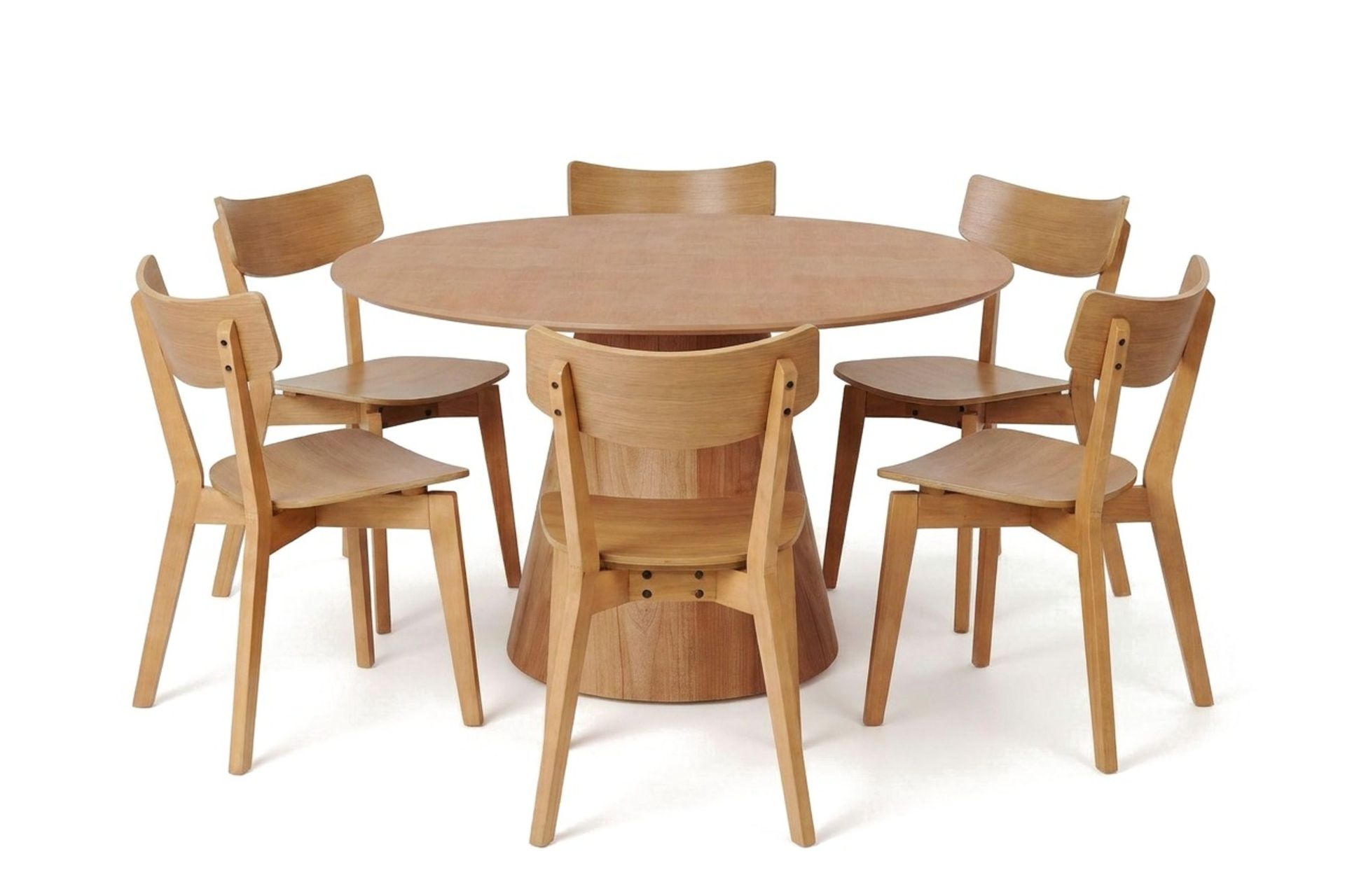 Siena Spisegruppe 130 cm rund i eik med 6 Amelia spisestoler - Eik
