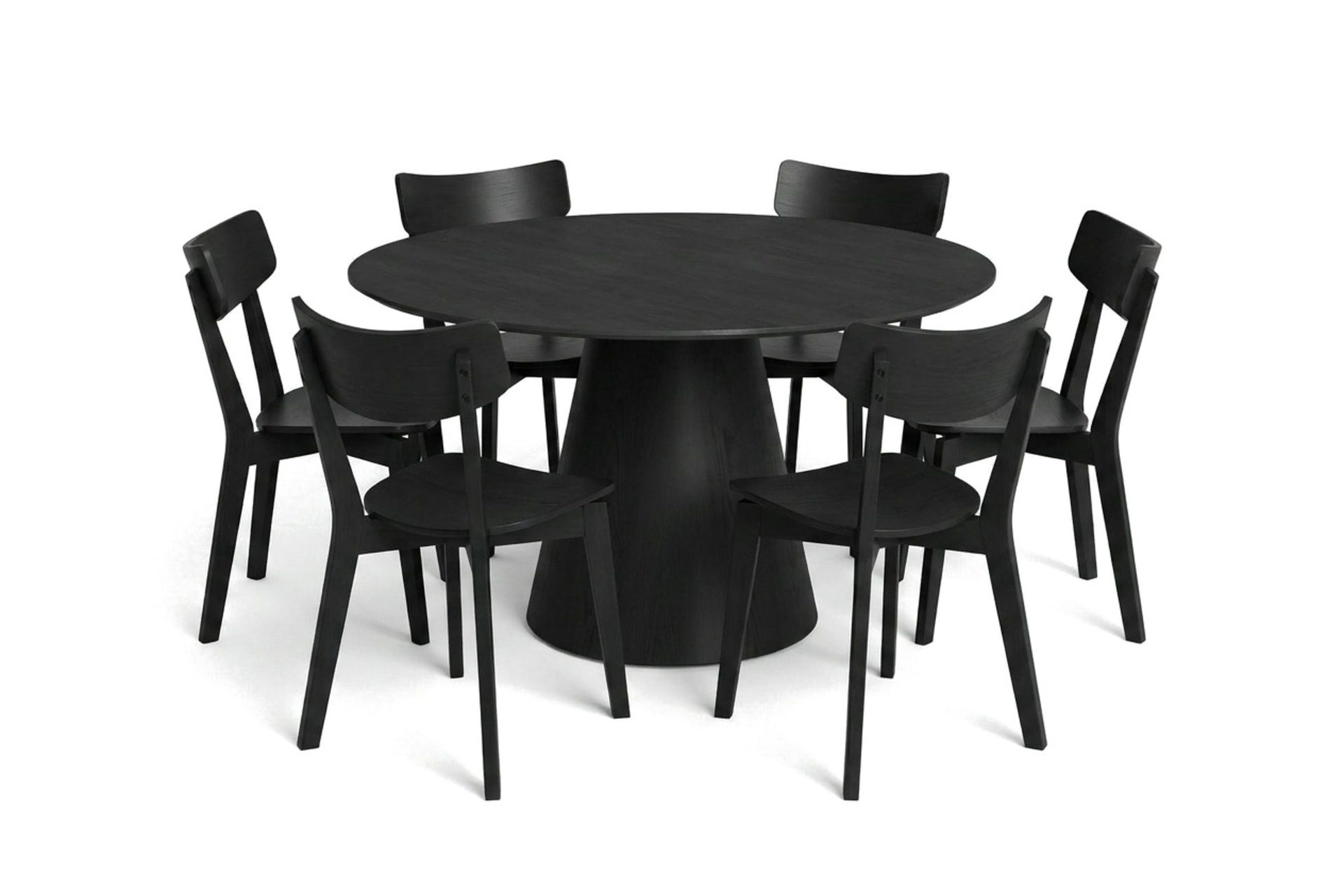 Siena Spisegruppe 130 cm rund i svart med 6 Amelia spisestoler - Svart