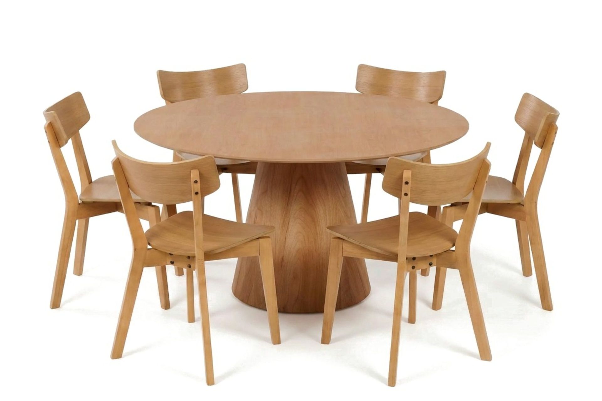 Siena Spisegruppe 150 cm rund i eik med 6 Amelia spisestoler - Eik