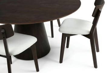 Siena spisegruppe 150 cm rund i røkt eik med 6 Amelia spisestoler med pute - Røkt eik/Beige - Møbler - Bord - Spisegrupper