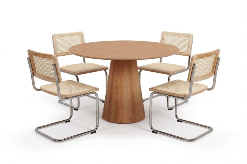 Siena spisegruppe rund 110 cm eik med 4 Build spisestoler, Eik