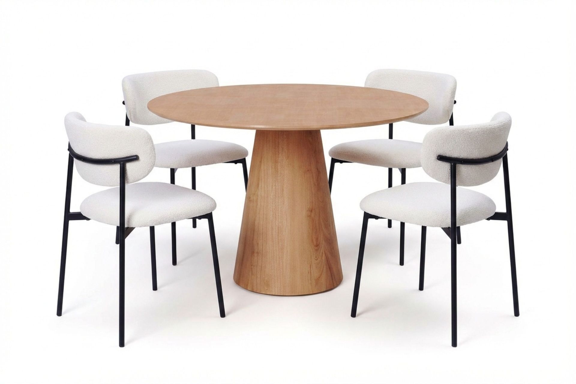 Siena spisegruppe rund 110 cm eik med 4 Lucy spisestoler - Eik
