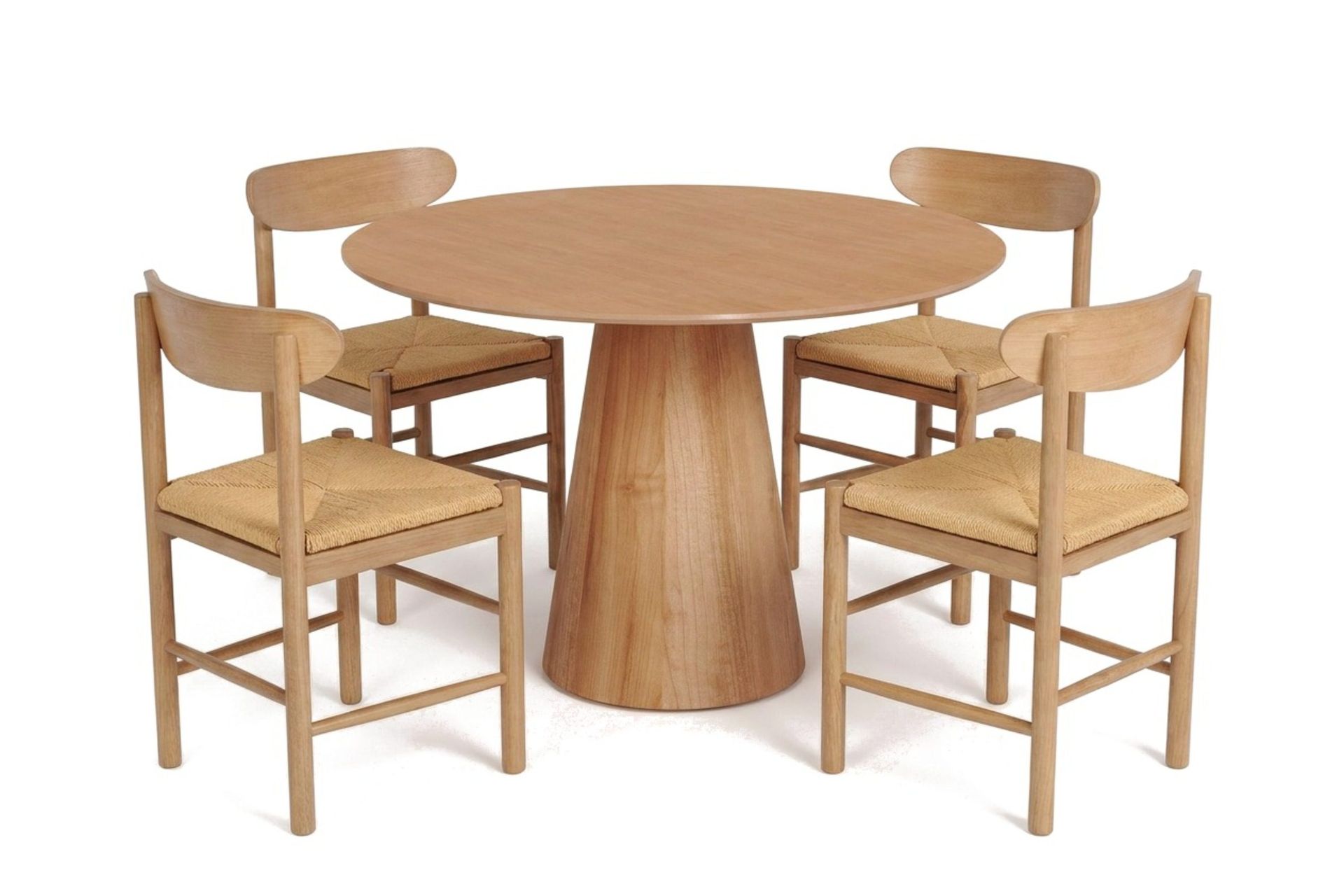 Siena spisegruppe rund 110 cm eik med 4 Malte spisestoler -