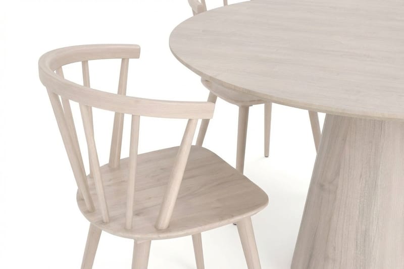 Siena spisegruppe rund 110 cm hvitlasert med 4 Tyrö spisestoler - Hvitlasert - Møbler - Bord - Spisegrupper