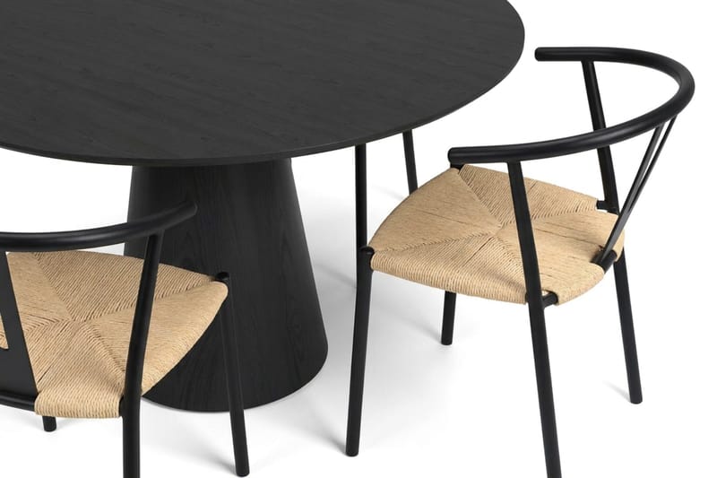 Siena spisegruppe rund 110 cm svart med 4 Elysia spisestoler - Svart - Møbler - Bord - Spisegrupper
